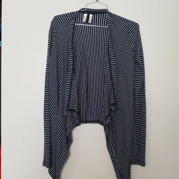 BCBGmaxazria Open Front Blue Striped Cardigan - Picture 1 of 2